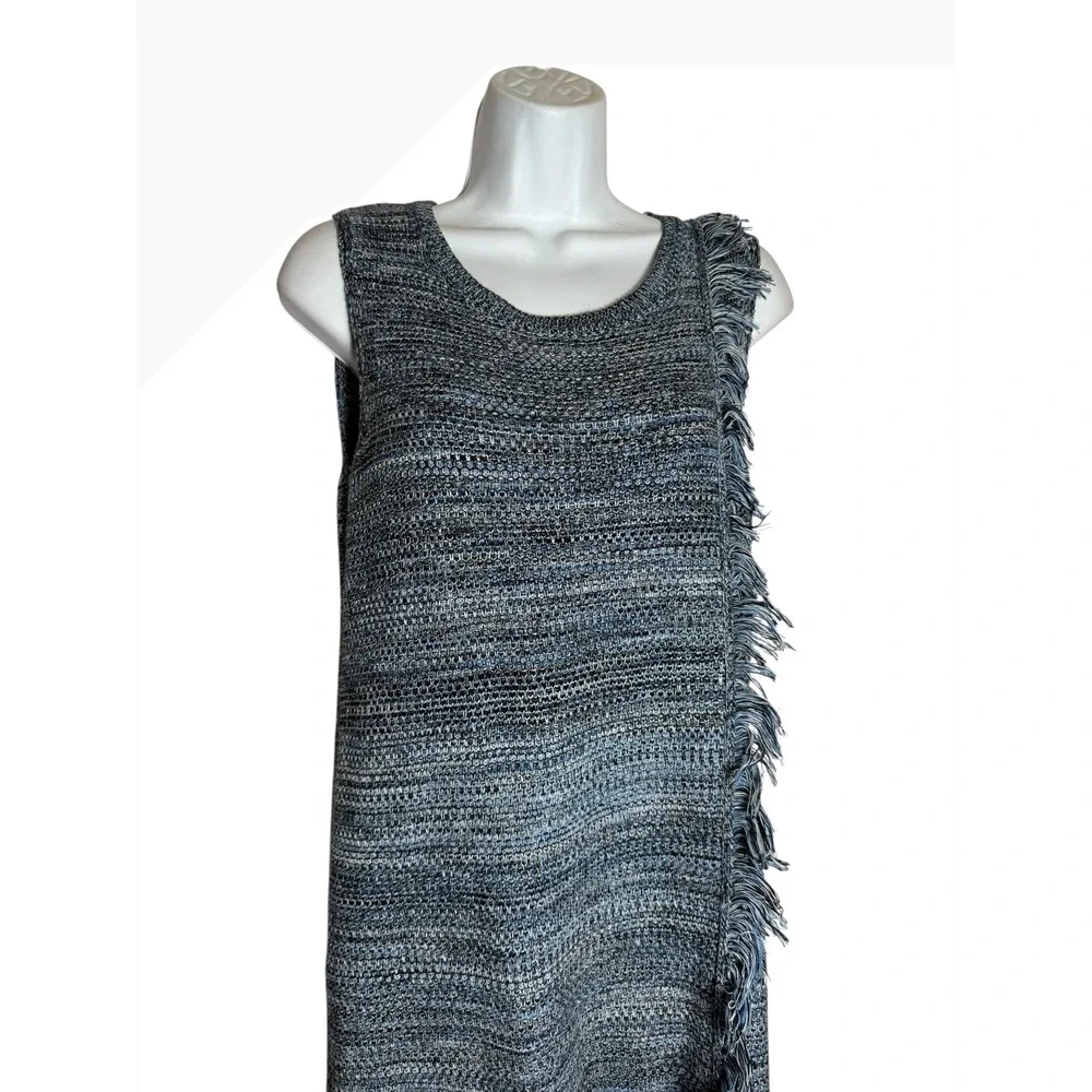 Anthropologie Shift Dress Size XS Stone Blue Holding Horses Fringe Edges PERFECT